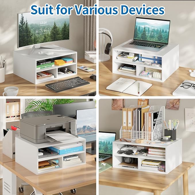 Desktop Printer Table with Storage, 2 Tier Printer Stand - Image 9