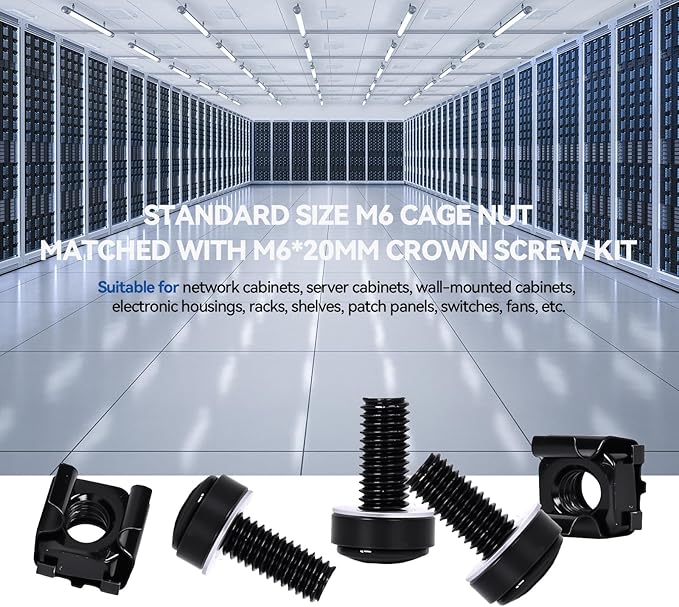 30-Pack M6 x 20mm Rack Mount Screws and Cage Nuts - Image 5