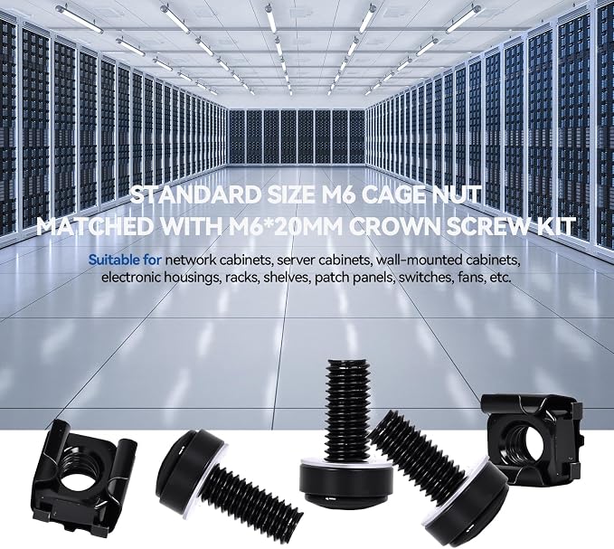 120-Pack M6 x 20mm Rack Mount Screws and Cage Nuts - Image 5