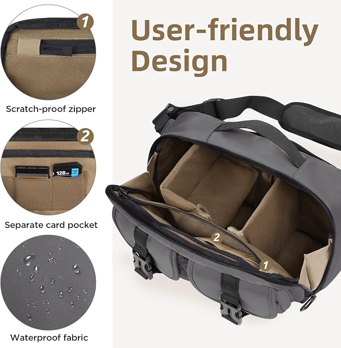 TAAOKA Camera Sling Bag, DSLR Camera Bag - Image 3