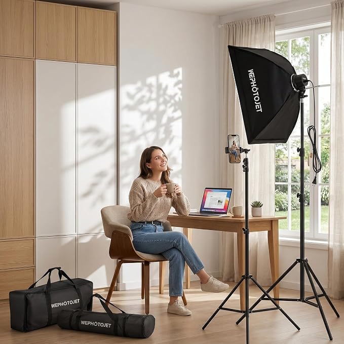 Photography Softboxes Kit with 6.6x10ft Backdrop Stands, 5 Tripod Stands - Image 3