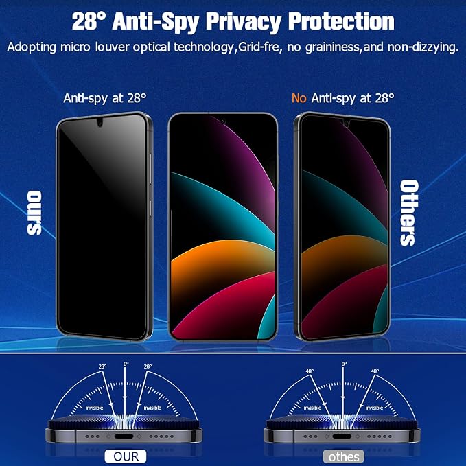 Galaxy S23 Plus Privacy Screen Protector Tempered Glass, 9H Hardness 2D Curved - Image 2