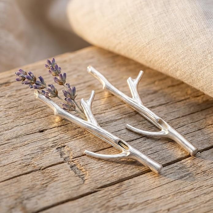 2PCS Metal Branch Shaped Flower Insert Brooch Pins, Wearable Corsage Holders - Image 7