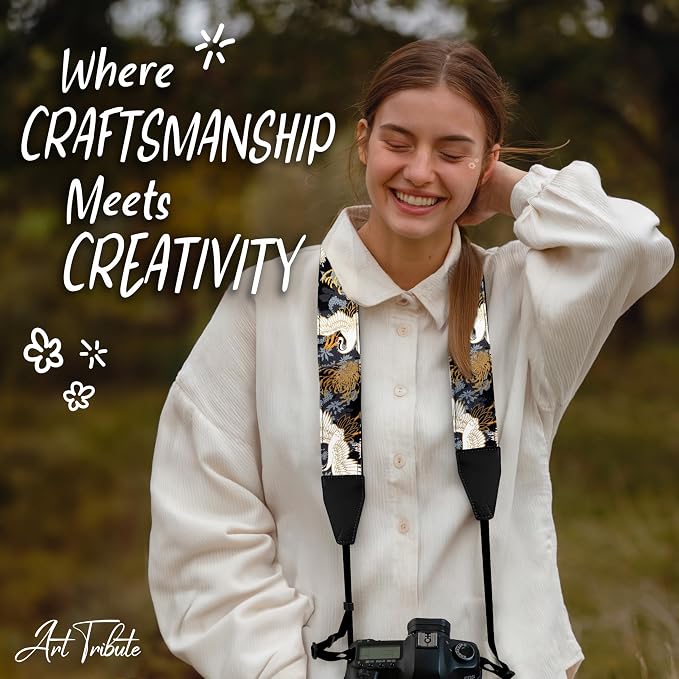Art Tribute Camera Strap, Vintage Embroidered Neck Shoulder & Crossbody Camera - Image 8