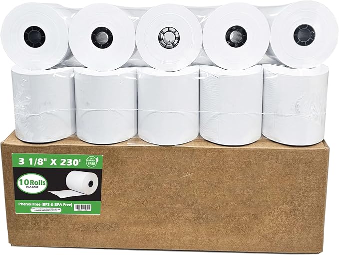 Phenol Free Thermal Paper 3 1/8 x 230 Receipt Rolls fits all Clover POS Cash by BuyRegisterRolls%C2%AE