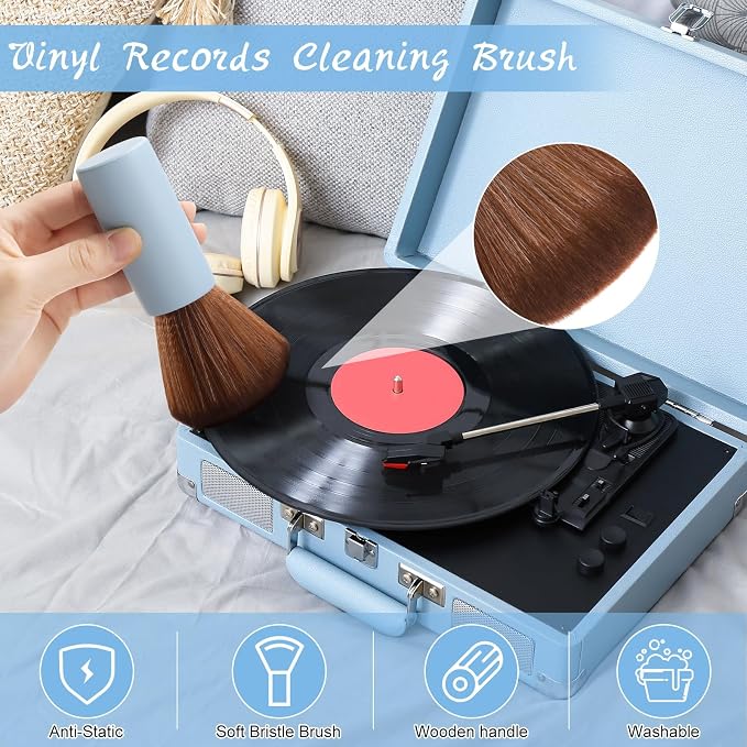 Ziliny 3 Pcs Vinyl Record Cleaning Brush Wooden Anti Static Dust Record Vinyl - Image 5