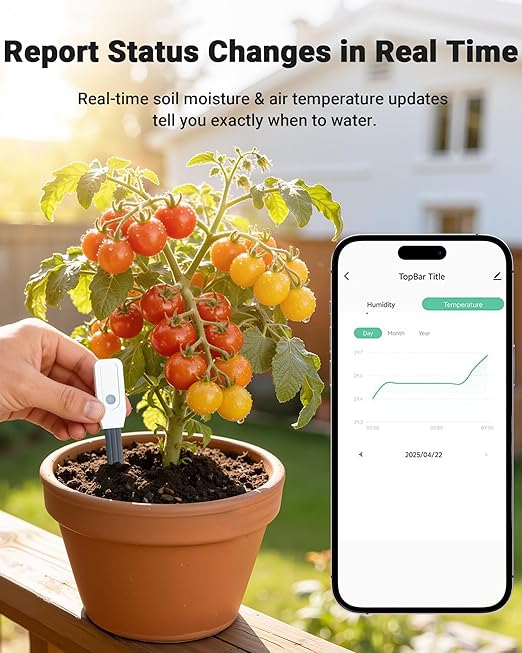 Smart WiFi Soil Moisture Meter for Plants, 2-in-1 Sensor - Image 2