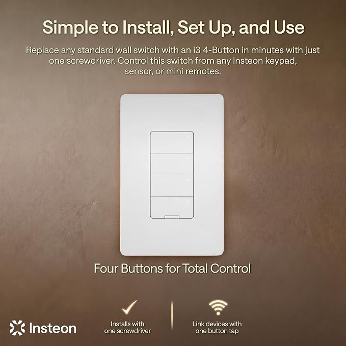 Insteon i3 Keypad 4-Button Smart Light Switch, KP014 - Image 6