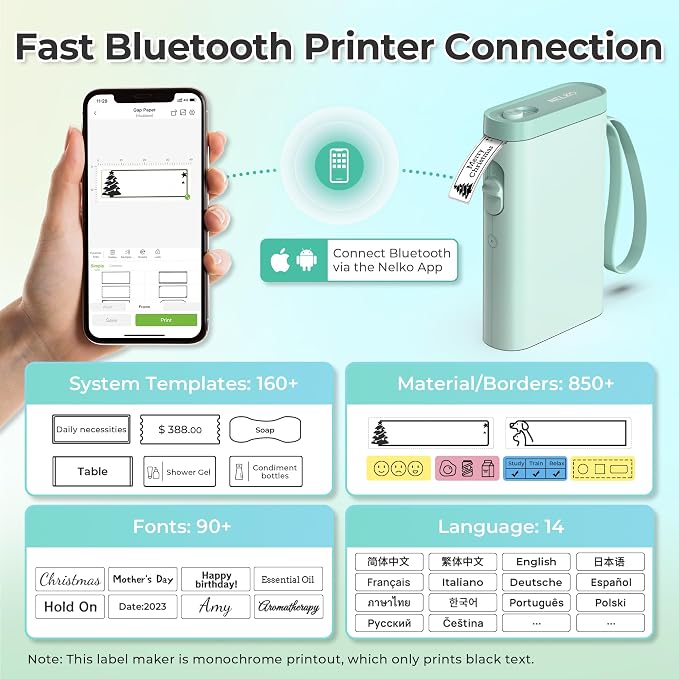 Nelko Label Maker Machine with Tape, P21 Bluetooth Label Printer, Wireless Mini - Image 2