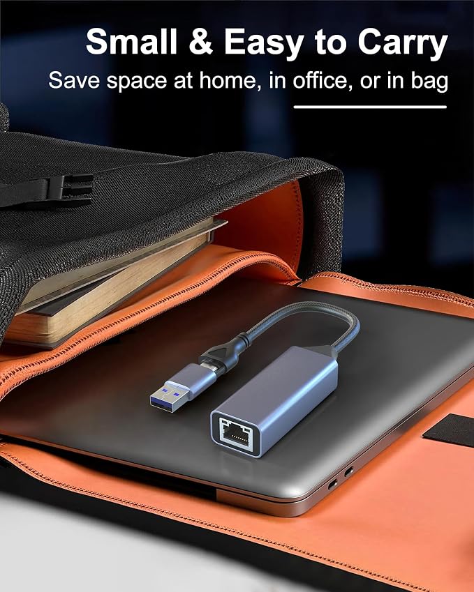 2.5gb USB to Ethernet Adapter, 2.5g Aluminum 2-in-1 USB & USB C to RJ45 Network - Image 7