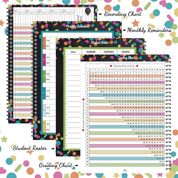 Faccito 8.3'' x 11'' Teacher Record Book 2025 Grade Book Undated Attendance - Image 3