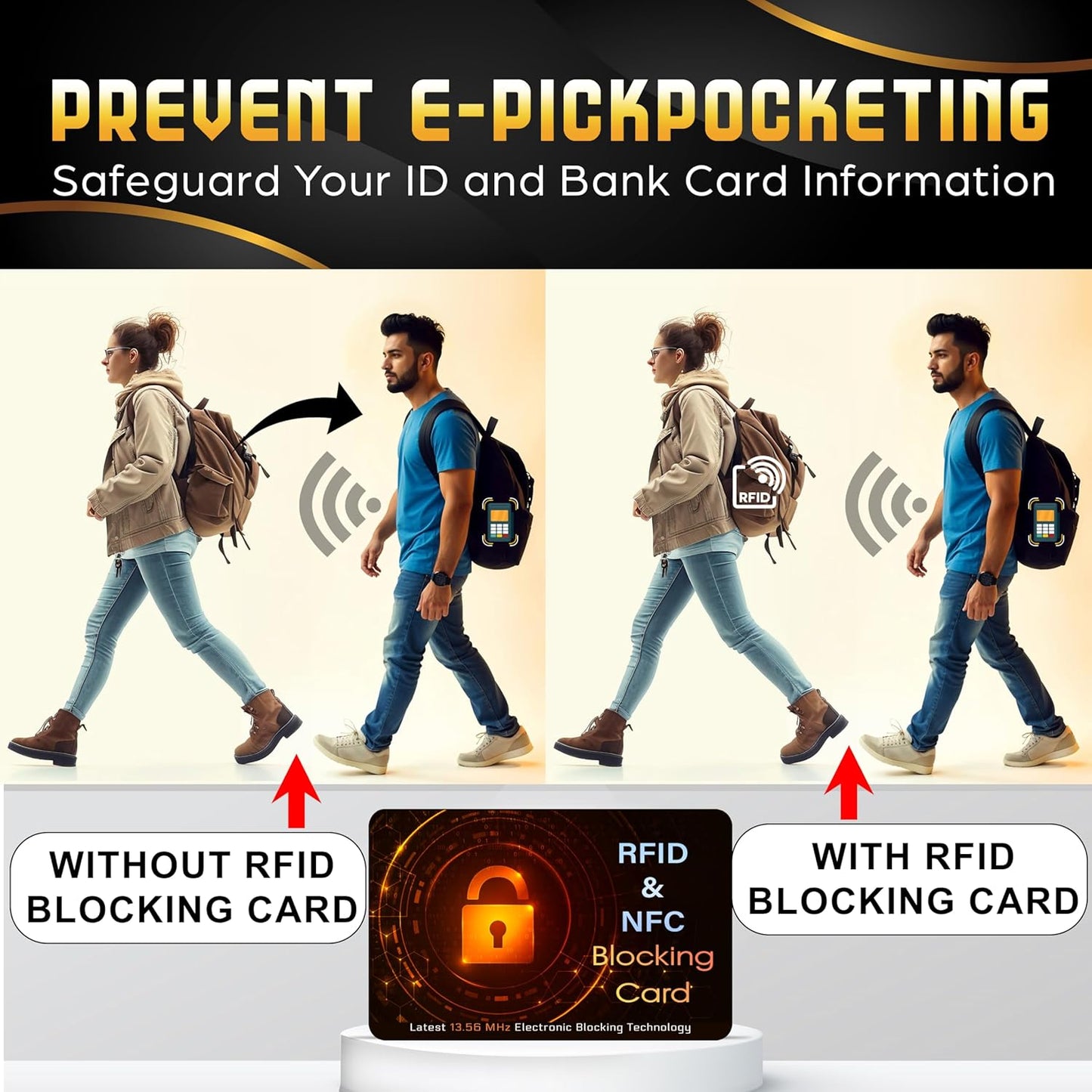 SaiTech IT 10 PK RFID Blocking Cards Protect Your Entire Wallet, Purse, and Cards from NFC Contactless Theft Wallet for Men & Women - Orange Black (10 Pack SL)