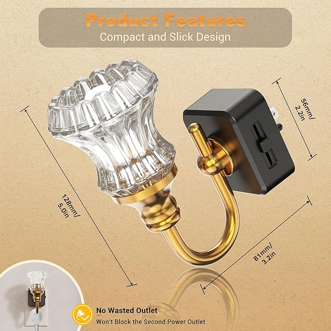 JandCase Night Light, Dimmable Floral Glass LED Nightlight, 0-100 LM Flower - Image 6