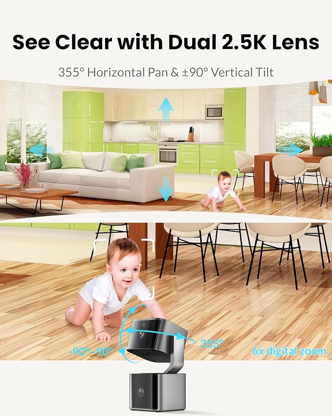Dual Lens Security Camera Indoor 5G/2.4G WiFi, 2K+2K Pet Camera - Image 2