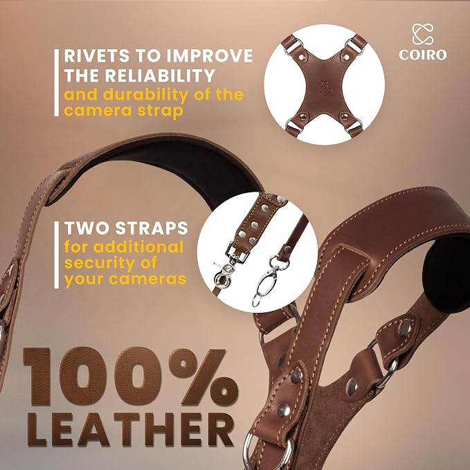 C Coiro Dual Camera Harness Shoulder Leather Camera Strap - Image 3