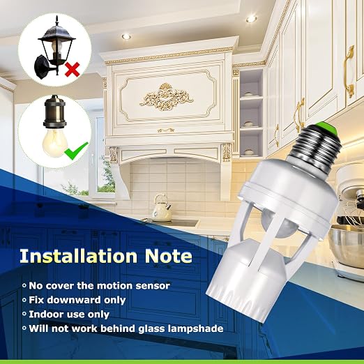 Hortsun 3 Pcs Motion Sensor Light Socket Smart Screw in Light Bulb Outlet - Image 3