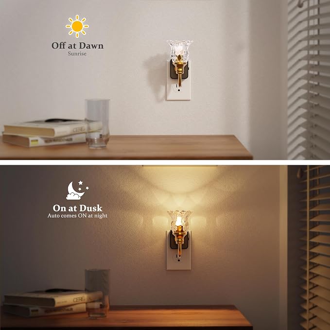 JandCase Night Light, Floral Night Lights Plug into Wall, Glass Flower LED - Image 2