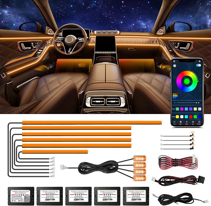 Acrylic Interior Car Lights, Car Accessories 14 in 1 Car LED Strip Lights by WEBUPAR