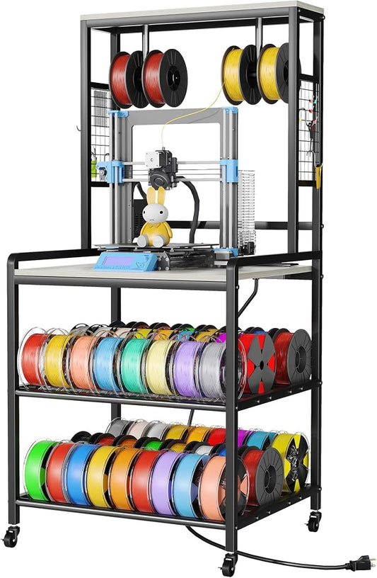 kepptory 3D Printer Stand with Power Outlet, Rolling Storage Cart w/Filament by kepptory