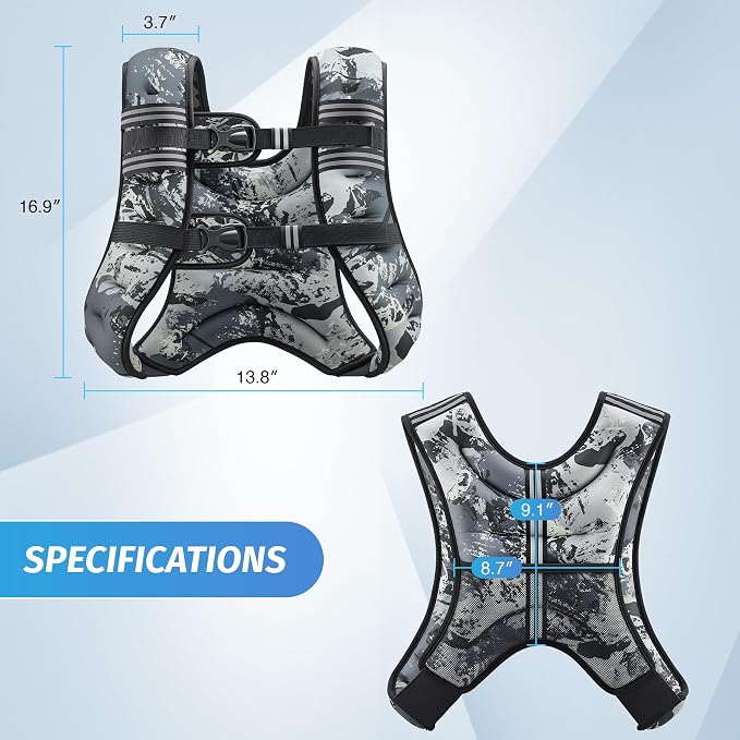ZELUS Weighted Vest, 6lb/8lb/12lb/16lb/20lb/25lb/30lb Weight Vest - Image 8