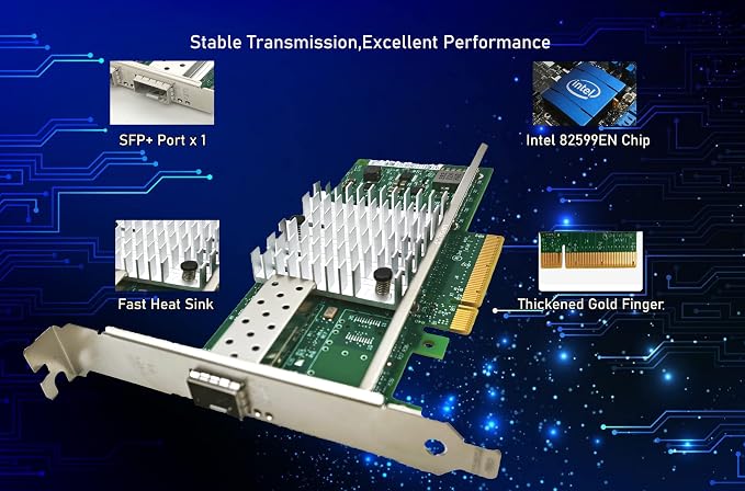 10Gb Network Card Single SFP+ Port PCIE x8 Ethernet Converged Server Adapter - Image 4