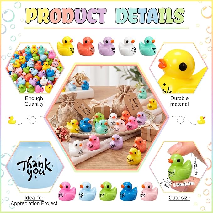 Skylety 120 Pcs Thank You Gifts Resin Ducks Employee Appreciation Gifts - Image 2