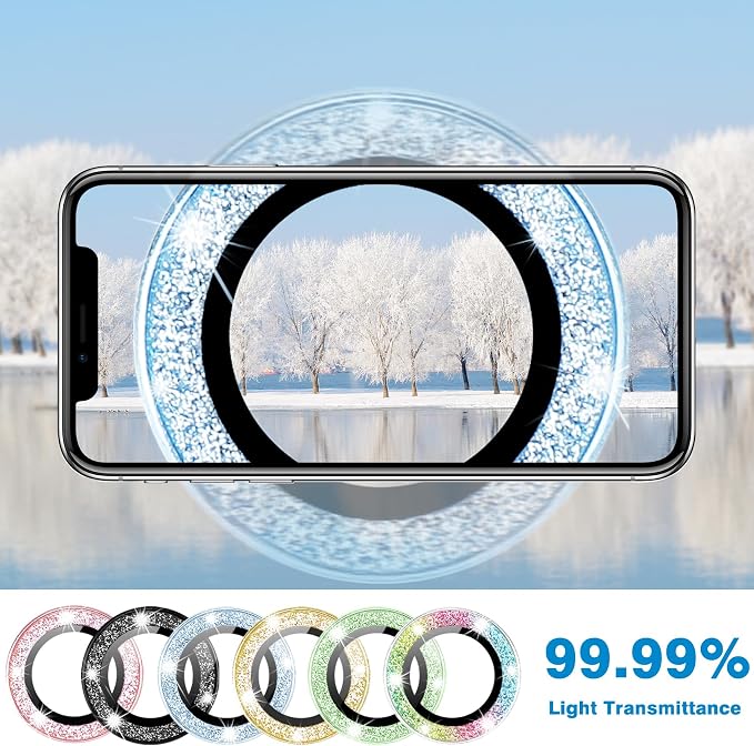 Compatible with iPhone 15 & 15 Plus Camera Lens Protector, Bling Glitter - Image 3