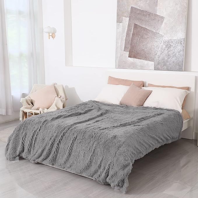 Tuddrom Decorative Extra Soft Faux Fur Throw Blanket 50"x60", Solid Lightweight - Image 6