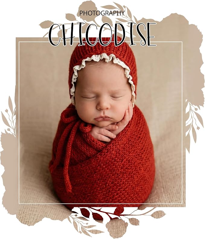 Newborn Photography Props Wraps & Ruffle Edge Bonnet - Image 3