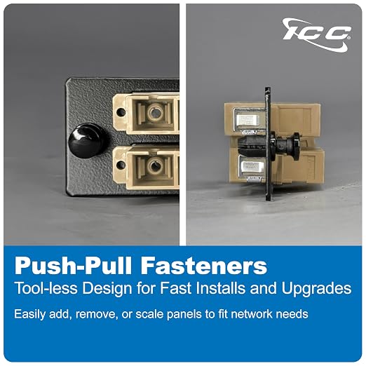 ICC SC-SC Fiber Optic Adapter Panel, LGX Compatible, 12 Fibers, Push Fasteners - Image 3