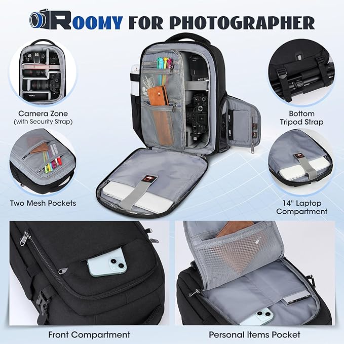 RAINSMORE Camera Backpack Camera Bag - Image 2