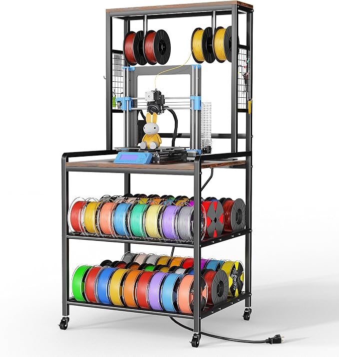 Kepproty 3D Printer Stand with Power Outlet, Rolling Storage Cart w/Filament by kepptory