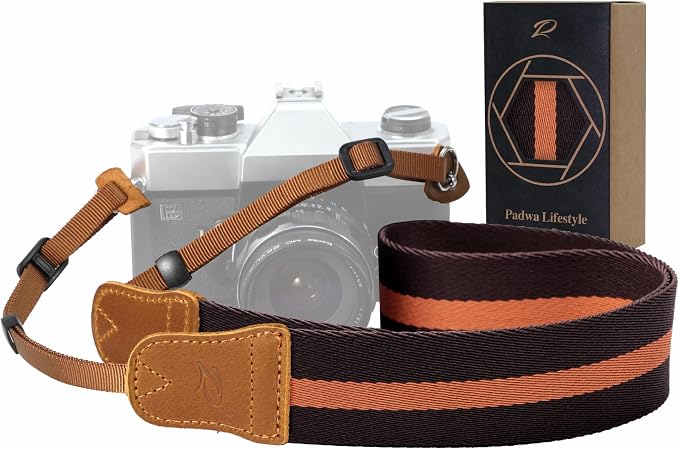 Padwa Lifestyle Brown Yellow Striped Camera Strap by PadwaLifestyleCameraStrap