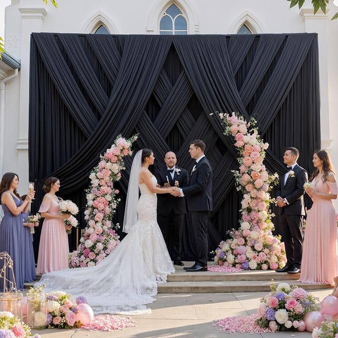 60ft x 12ft Wrinkle Free Black Backdrop Curtains - Image 5