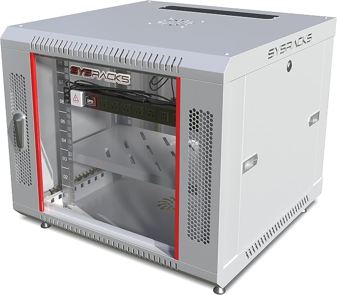 9U Wall Mount Server Rack Cabinet 24” Deep, 19” Network & AV Enclosure by SYSRACKS