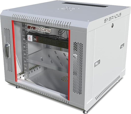 9U Wall Mount Server Rack Cabinet – 19" Network Rack Enclosure, PDU & Shelf by SYSRACKS