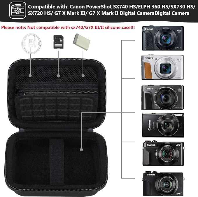 Hard Carrying Case for Canon PowerShot SX740 HS/ELPH 360 HS/ SX730 HS/ SX720 - Image 2