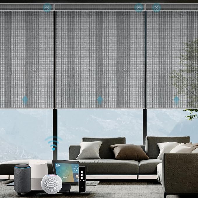 SmartWings Motorized Light Filtering Roller Shades Work by SmartWings