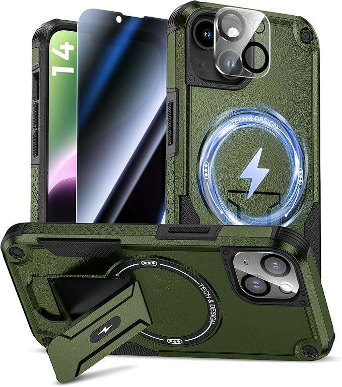 Goton for iPhone 14 Case with Privacy Tempered Glass Screen Protector & Camera by Goton