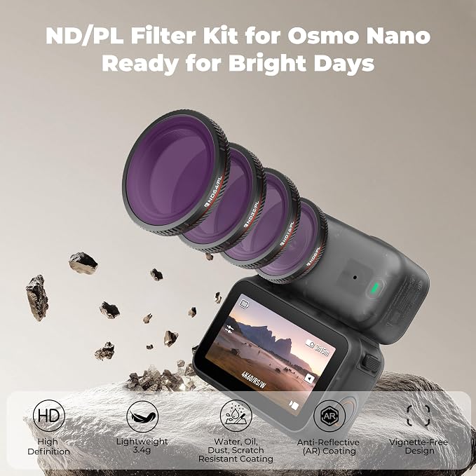 Freewell Bright Day Filter Kit for DJI Osmo Nano – ND8/PL, ND32/PL & ND64/PL - Image 2