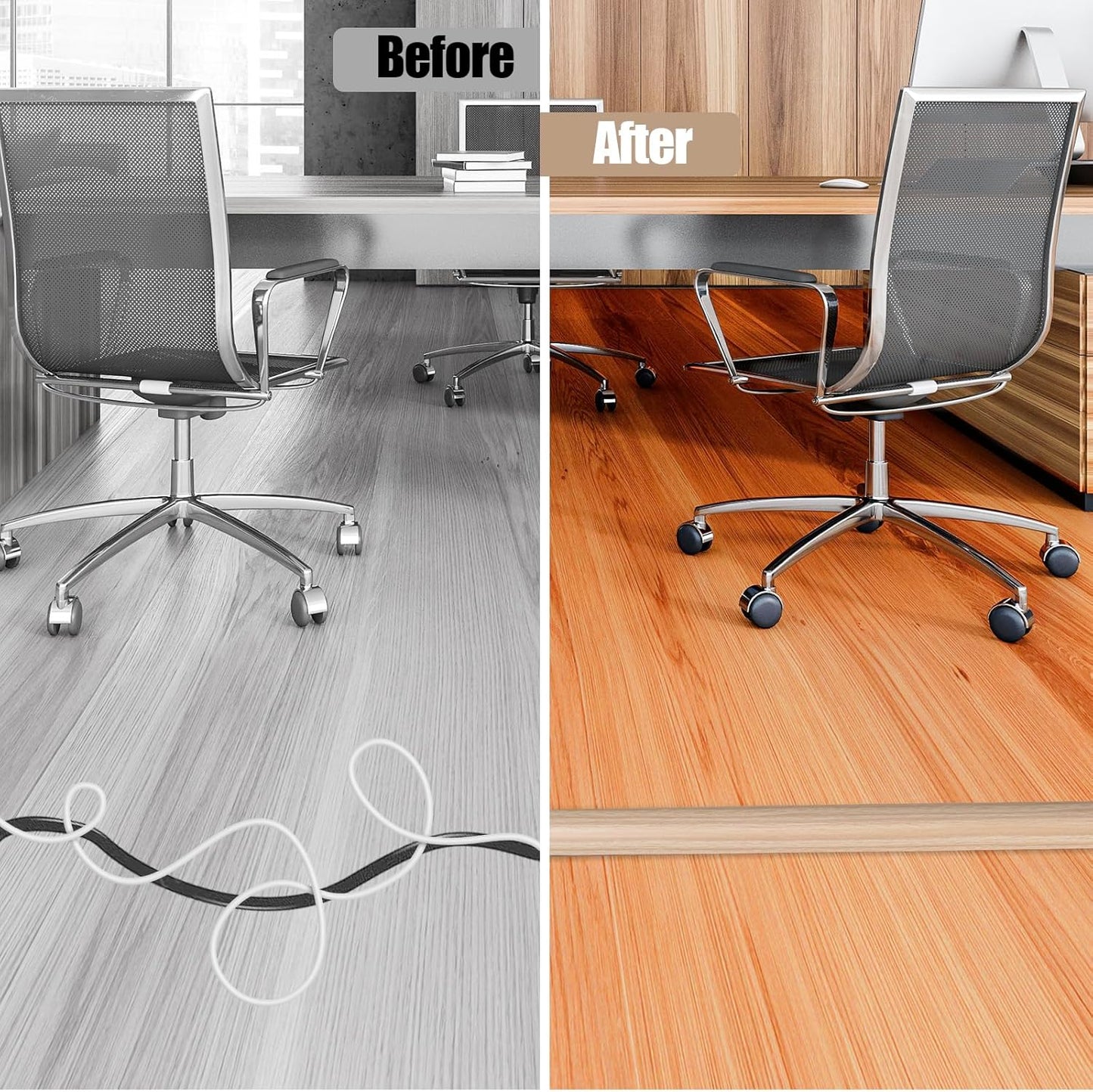 Floor Cord Cover Self Adhesive Cord Hider,10FT Cable Management, Extension Strip Protector for Wires, Prevent Cable Trips for Offices, Gyms, Exhibitions Cavity:0.47"(W) x0.35(H) WoodLightyellow