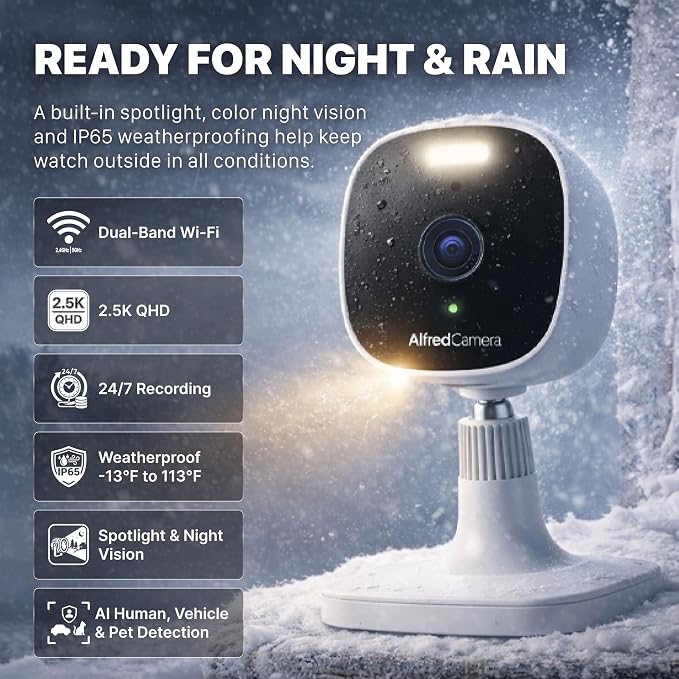 AlfredCam Plus 2 Smart Home Security Camera 2.5K, WiFi 2.4 & 5GHz, - Image 2