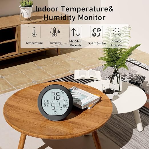 SECRUI Indoor Digital Hygrometer 3 Pack Room Thermometer and Humidity Gauge LCD - Image 3