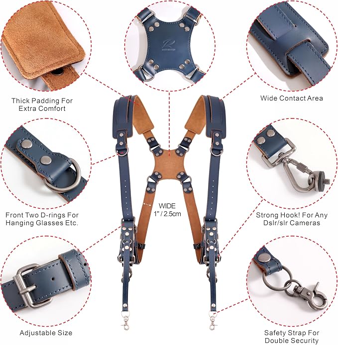 Padwa Lifestyle Blue Dual Camera Harness Strap - Image 2