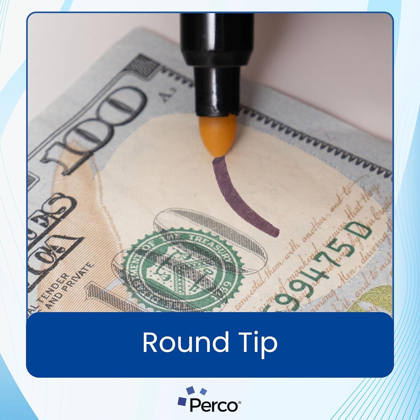 Perco Counterfeit Money Detector Pen (5 Pack) - Easy to Use and Reliable Universal Currency Fake Bill Checker for Personal & Commercial Use - Ensures Authenticity & Prevents Fraud