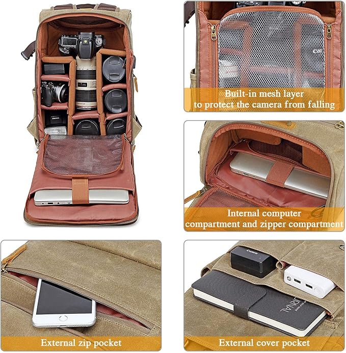 UBAYMAX Camera Backpack, DSLR SLR Waterproof Canvas Camera Bags Rucksack 15.6 - Image 2