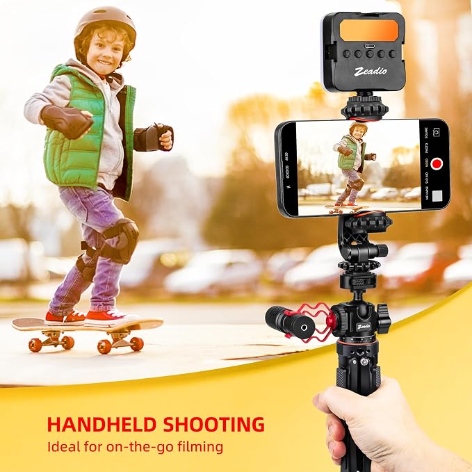 Zeadio Heavy Duty Metal Tripod Kit, Universal 1/4" Screw Adapter Tripod Mount - Image 3