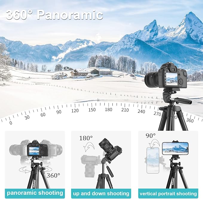 71" Camera Tripod, Versatile Cell Phone Tripod - Image 2