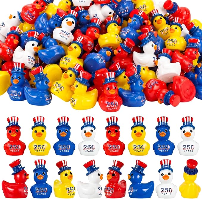 Skylety 72 Pcs Patriotic Mini Ducks 4th of July Independence Day Party Decor by Skylety