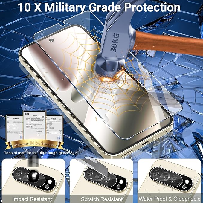 letosan 3 Pack for Google Pixel 10 Pro Screen Protector Tempered Glass + 3 Pack - Image 3